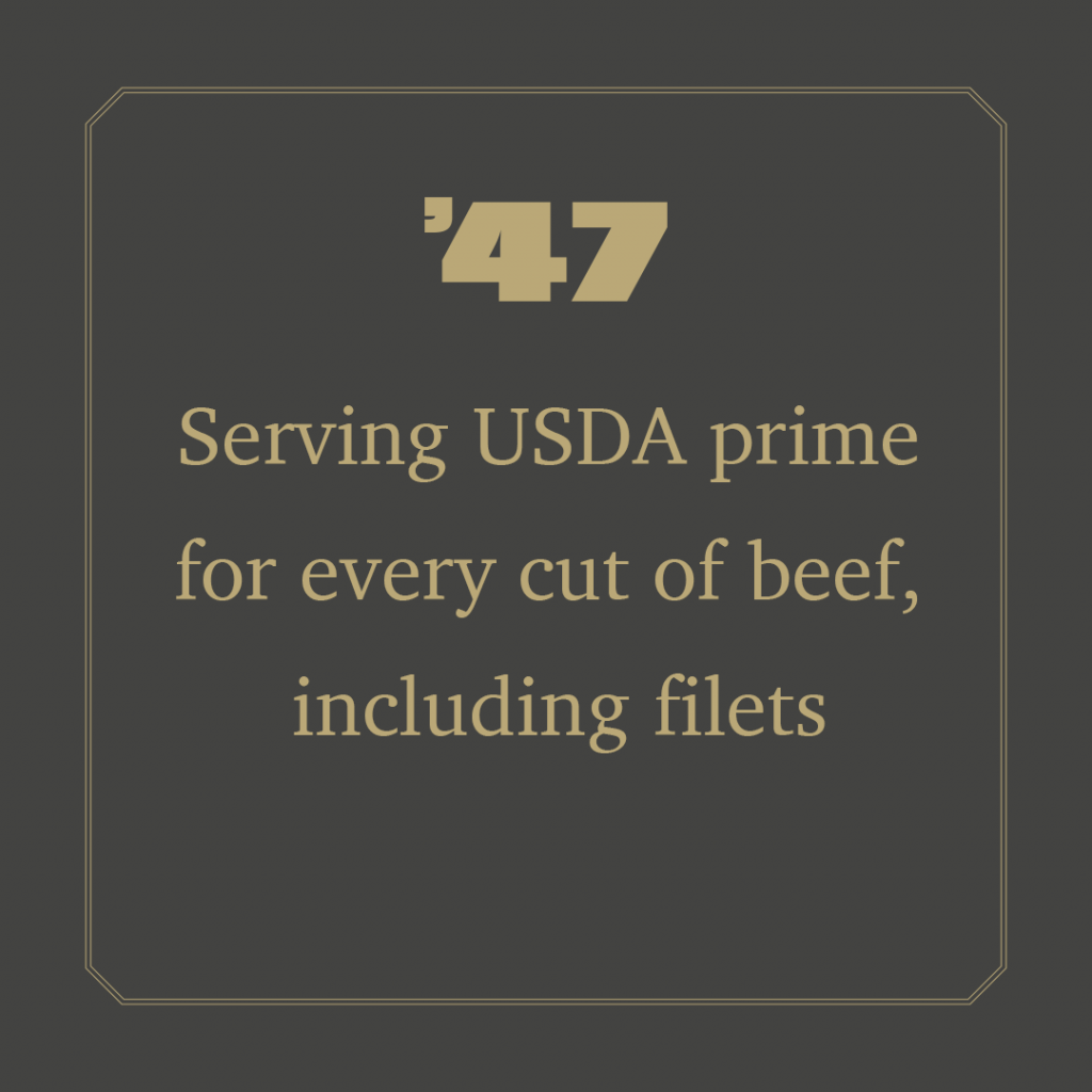 Serving USDA prime for every cut of beef, including filets.